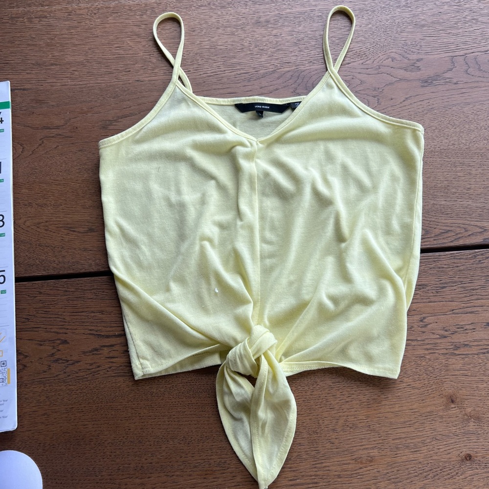 Pastel yellow Vera moda tie front tank